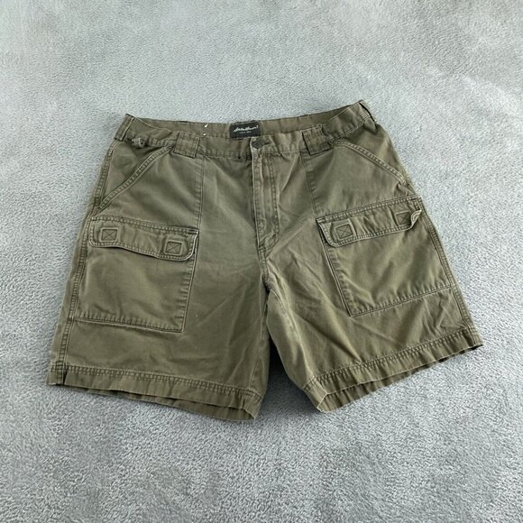Eddie Bauer Mens Cargo Shorts Size 40 Green 100% Cotton 3665 - Picture 1 of 10